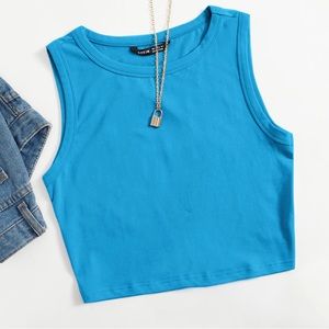 Blue Crop Tank Top